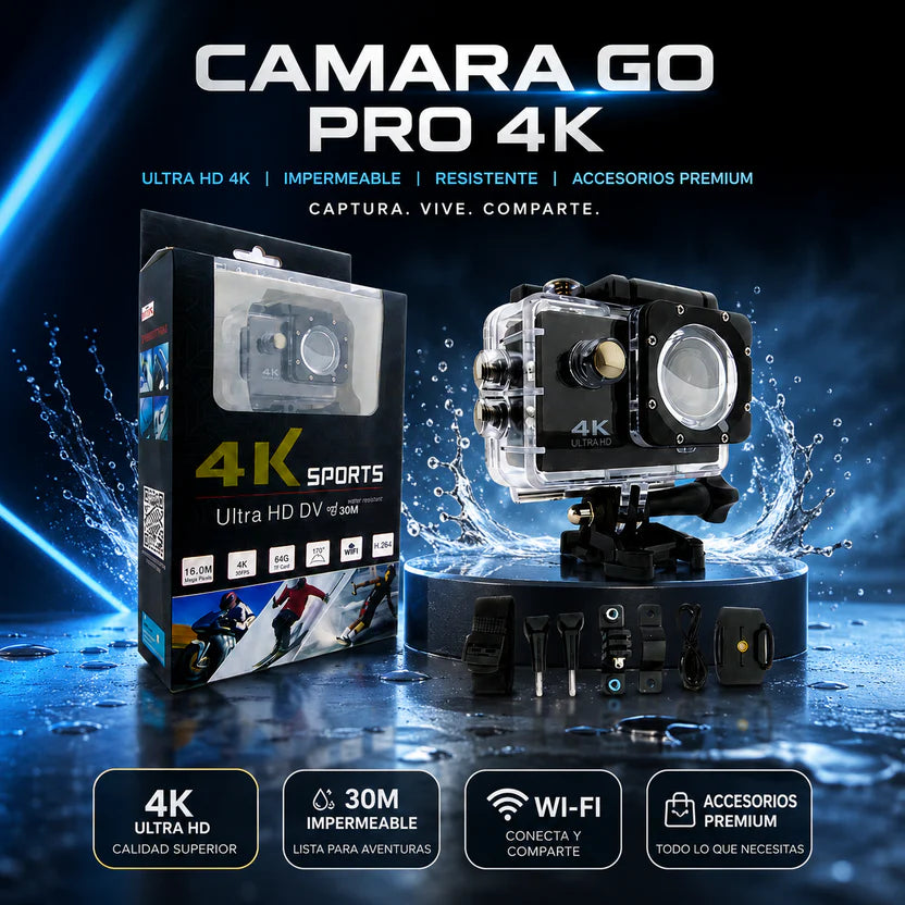 🔥 LIQUIDACIÓN DE STOCK 🔥  CÁMARA DE ACCIÓN 4K + ESTUCHE ULTRARRESISTENTE DE REGALO  ⭐ PROMOCIÓN ESPECIAL ⭐Cámara go Pro 4K Sport